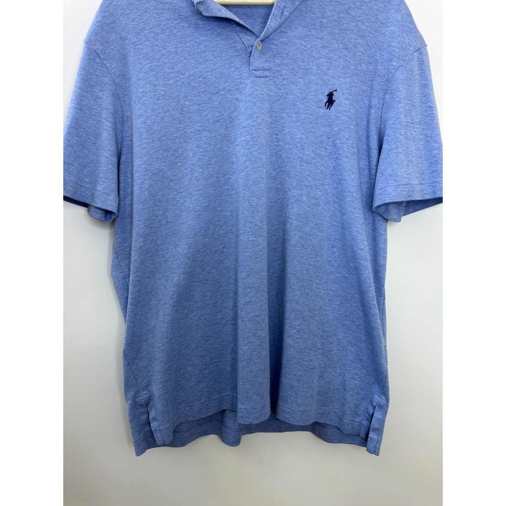 Polo Ralph Lauren Cotton Polo Shirt Mens Large Blue Pony Knit Casual Stretch - Picture 4 of 9